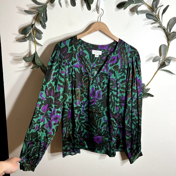 Velvet Green and Purple Blouse - Picture 1 of 5